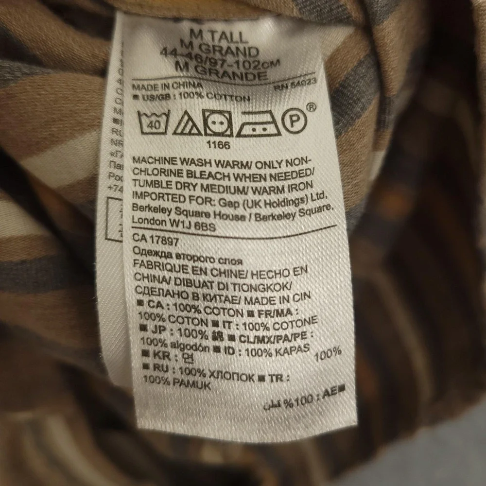 Banana Republic Luxe Flannel Mens MT Beige Plaid Long Sleeve Flannel Button Up
